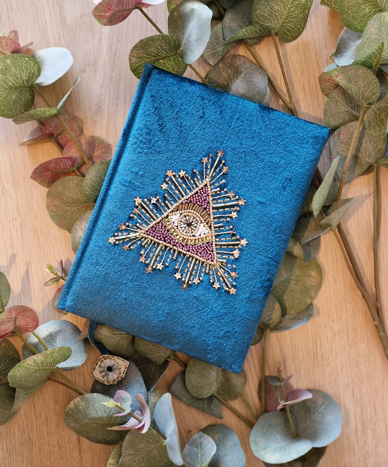 Fluweel Notitieboek Petrol tarot oog