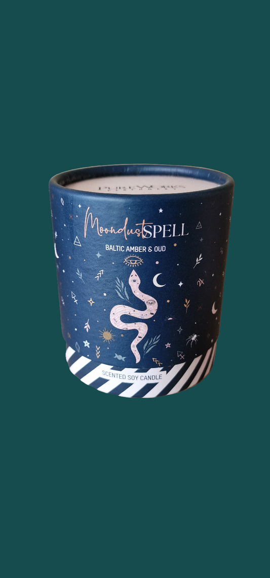 Moondust Spell Scented Soy Candle,, Baltic Amber & Oud