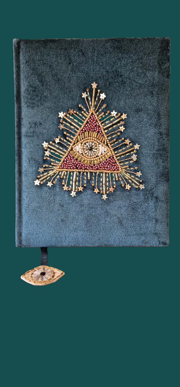 Fluweel Notitieboek Petrol tarot oog