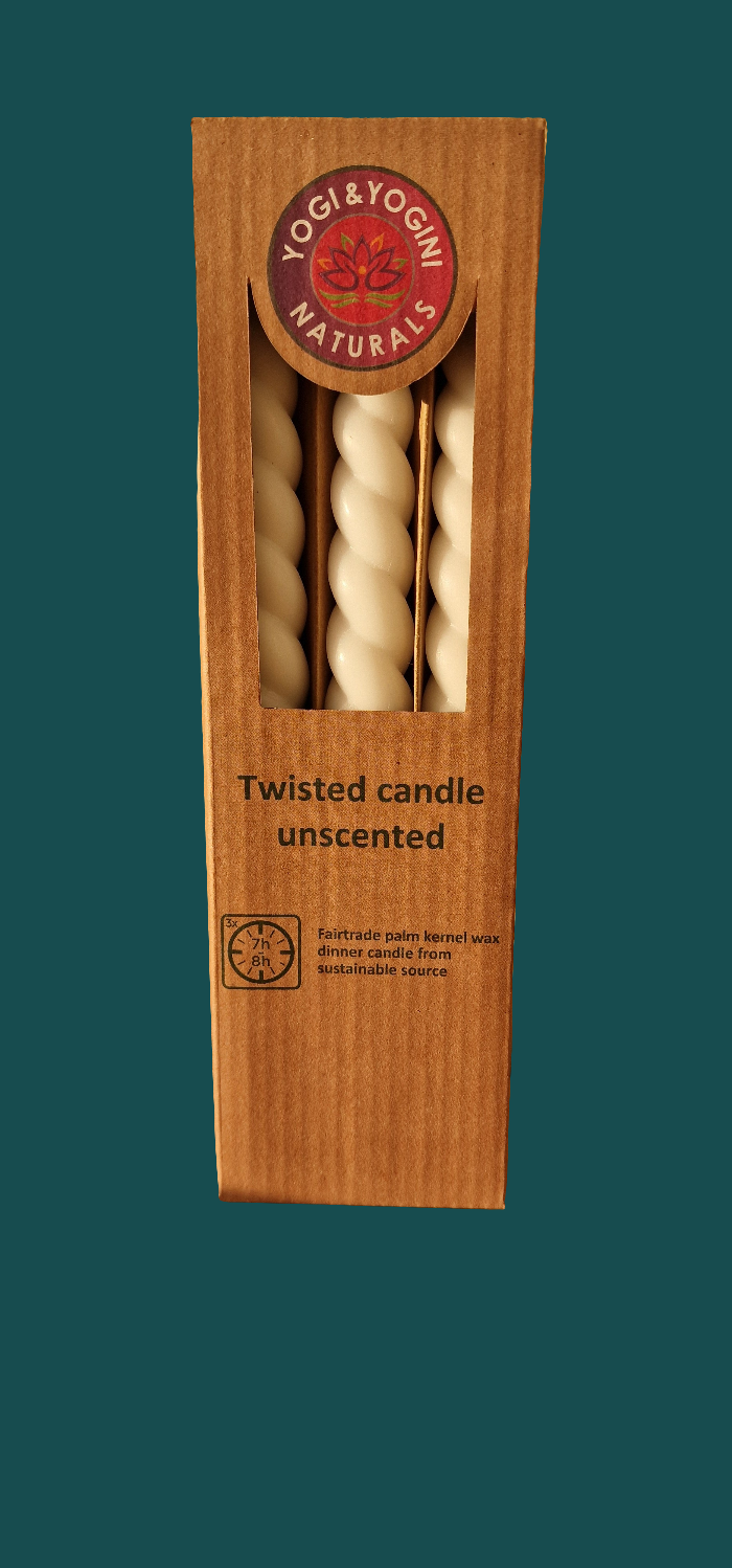 White Dinner Candles with a Twist,,