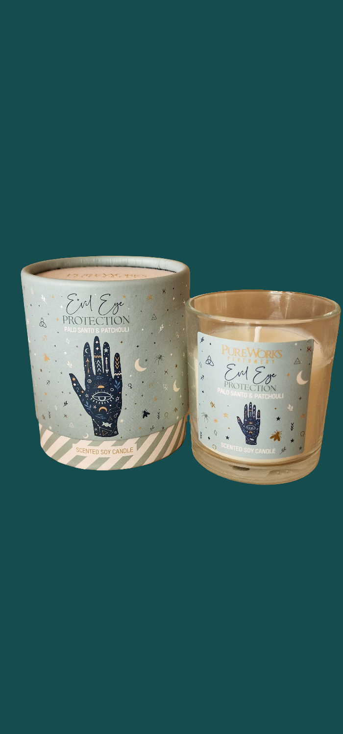 Evil Eye Protection Scented Soy Candles,, Palo Santo & Patchouli