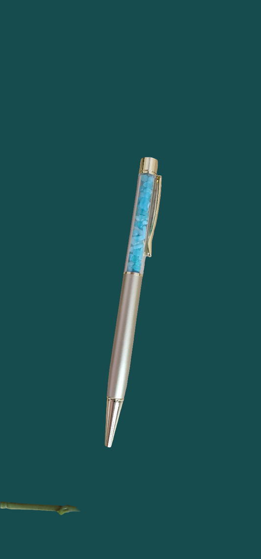 Gemstone Filled Ballpoint Pen ☆Blue Fluorite☆