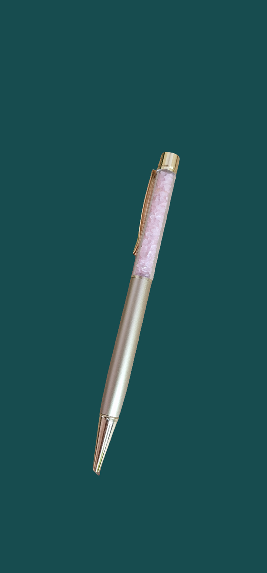 Gemstone Filled Ballpoint Pen ☆RoseQuartz☆