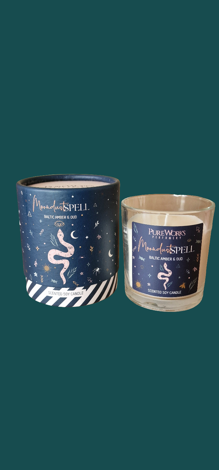 Moondust Spell Scented Soy Candle,, Baltic Amber & Oud