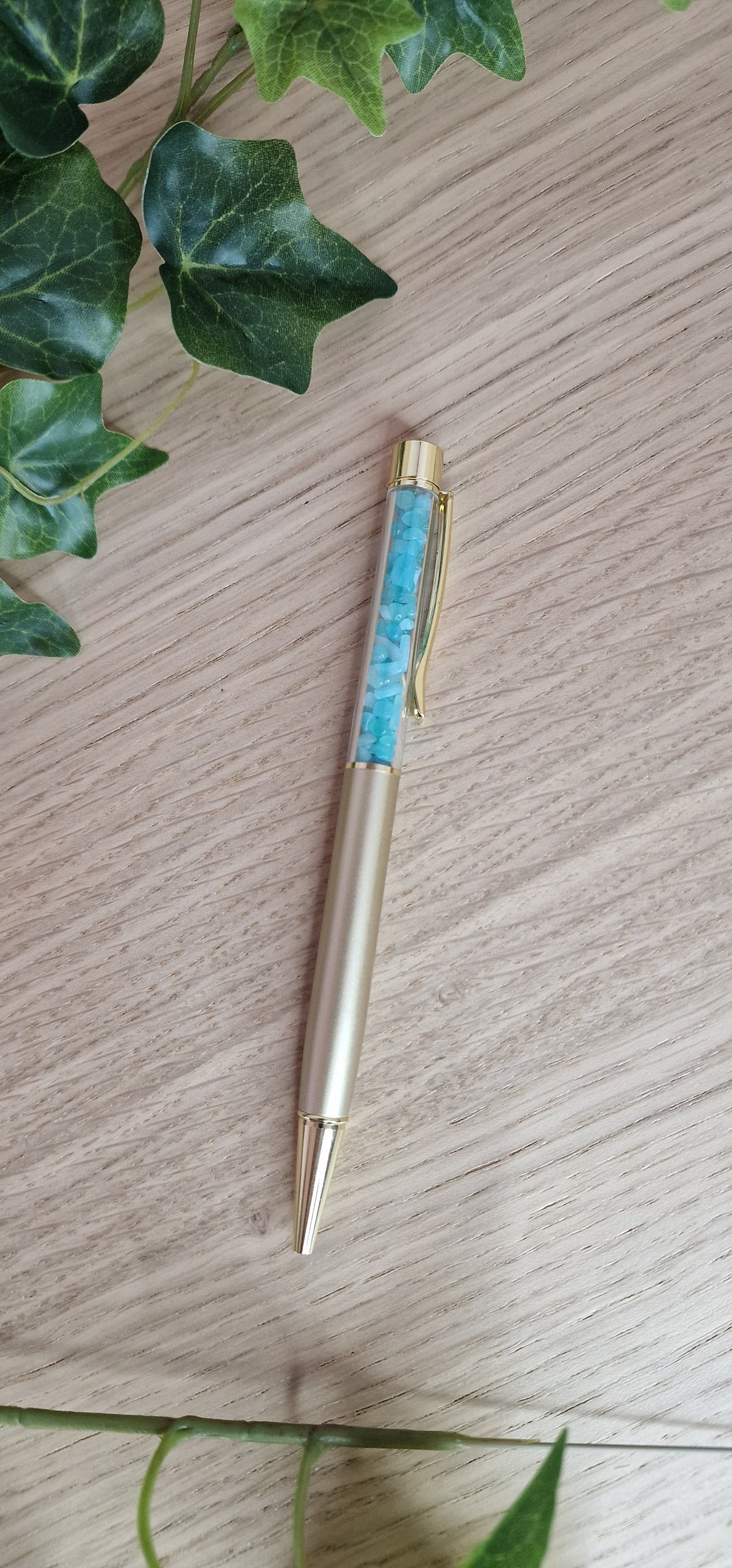 Gemstone Filled Ballpoint Pen ☆Blue Fluorite☆