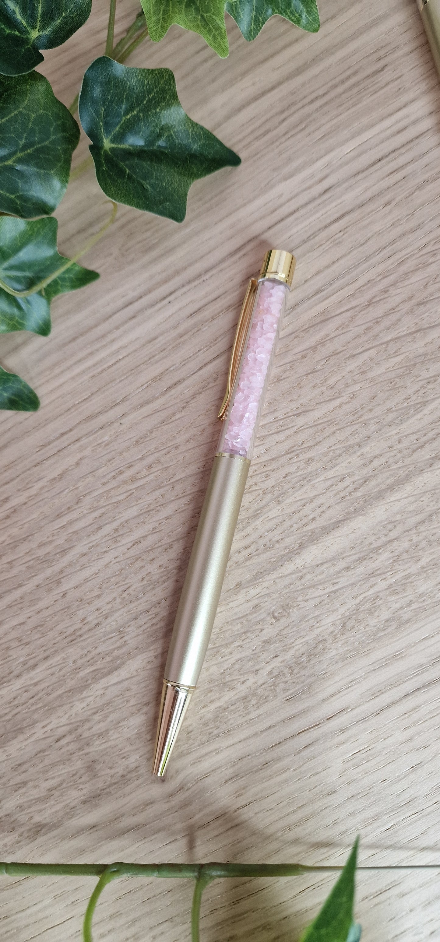 Gemstone Filled Ballpoint Pen ☆RoseQuartz☆