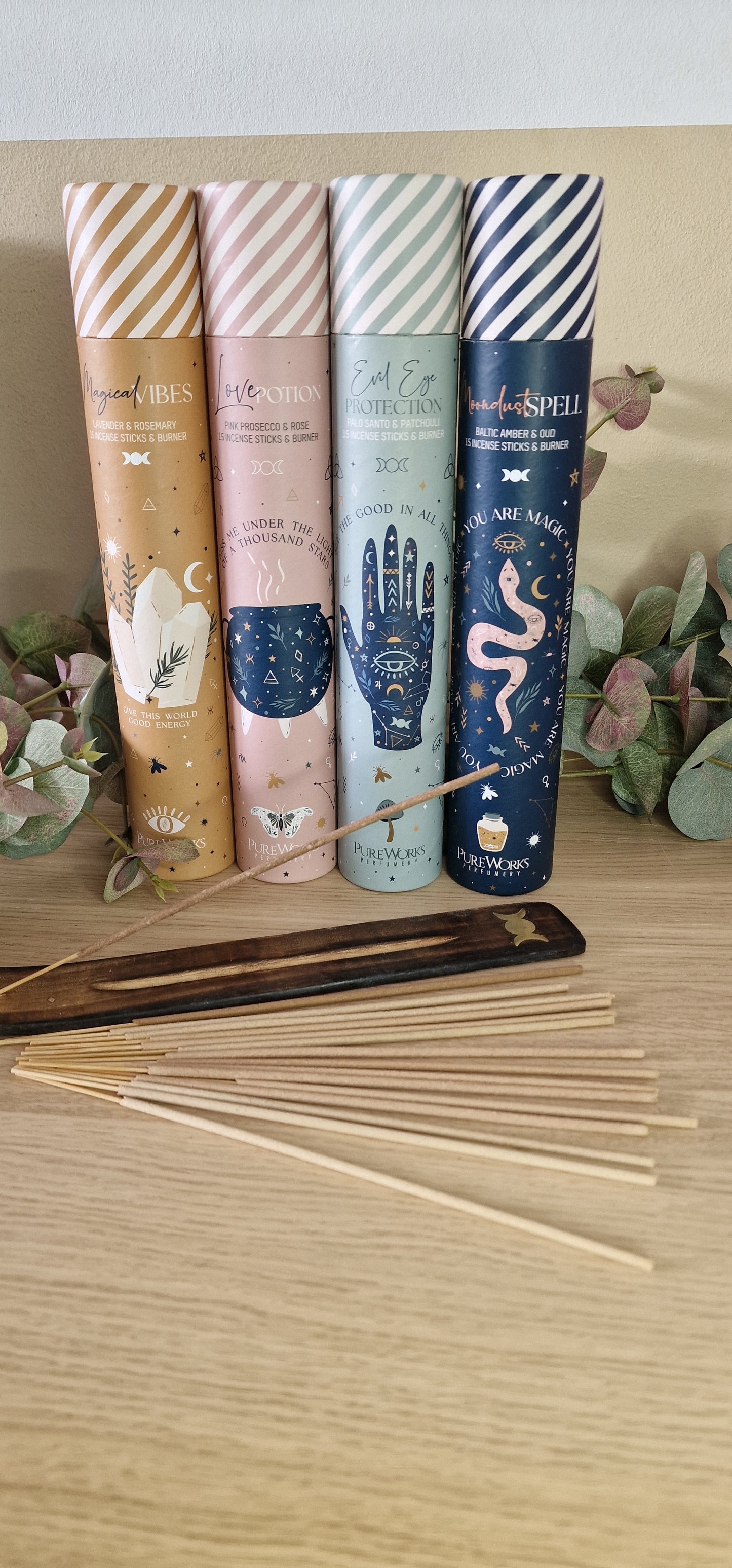 Evil Eye Protection ☆ Palo Santo & Patchouli Incense,, With Wooden Incense holder