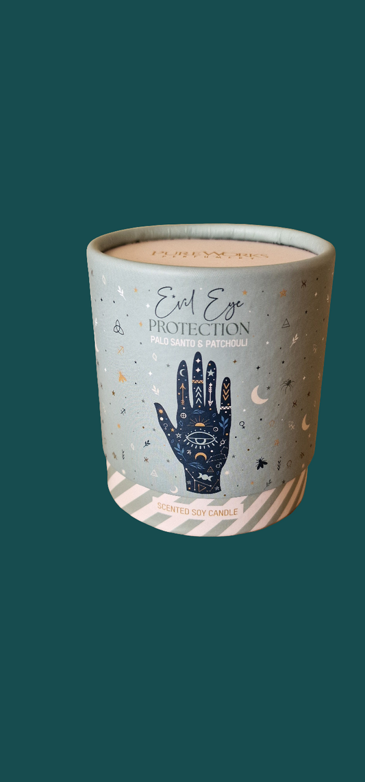 Evil Eye Protection Scented Soy Candles,, Palo Santo & Patchouli