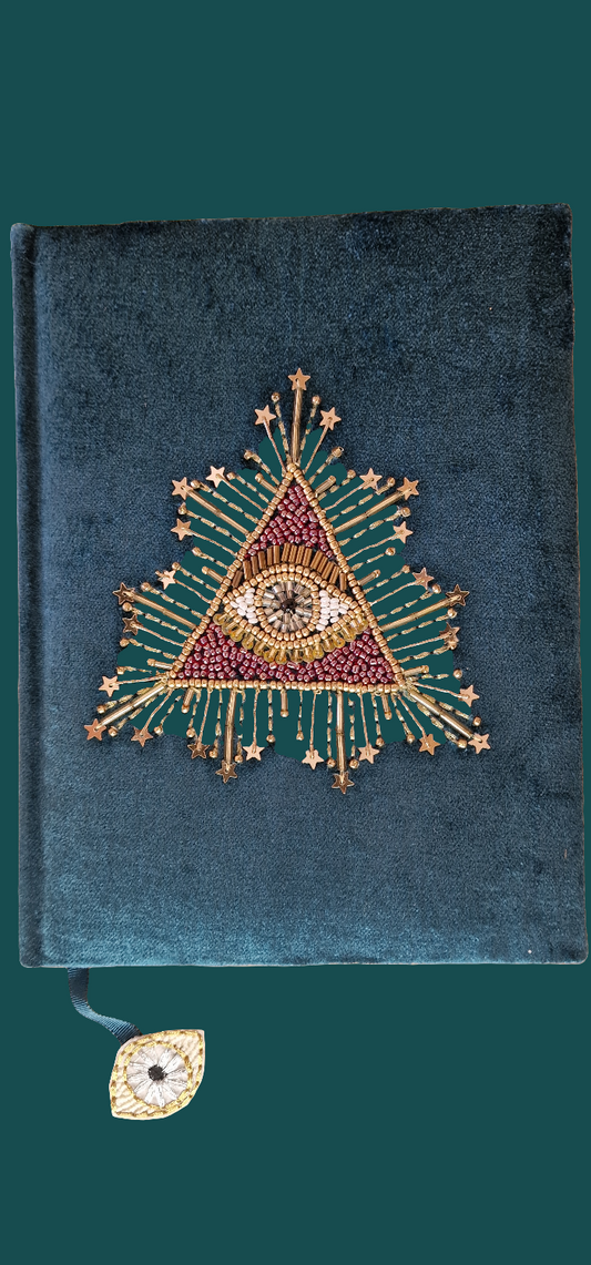 Fluweel Notitieboek Petrol tarot oog